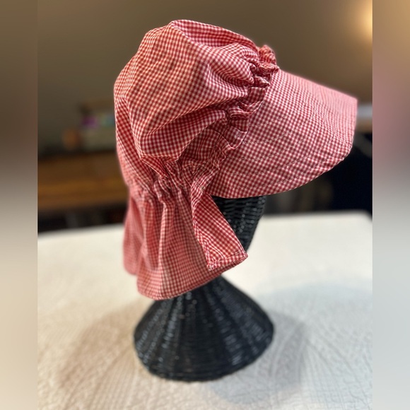 Cottage Core Red and White Gingham Bonnet. Twee. - Picture 1 of 5